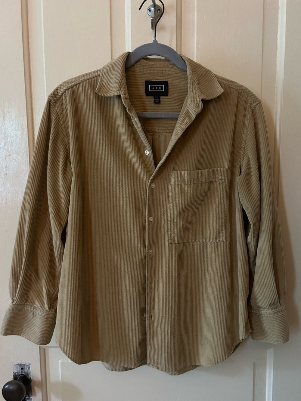 AYR A Y R women’s Corduroy Button-Up Shirt camel tan XS/S
